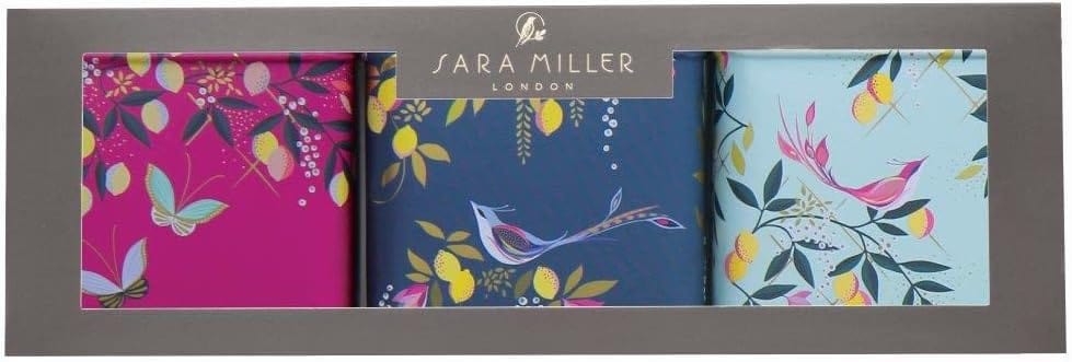 Sara Miller Kitchen Accessories Set of 3 Square Orchard Design Canisters
