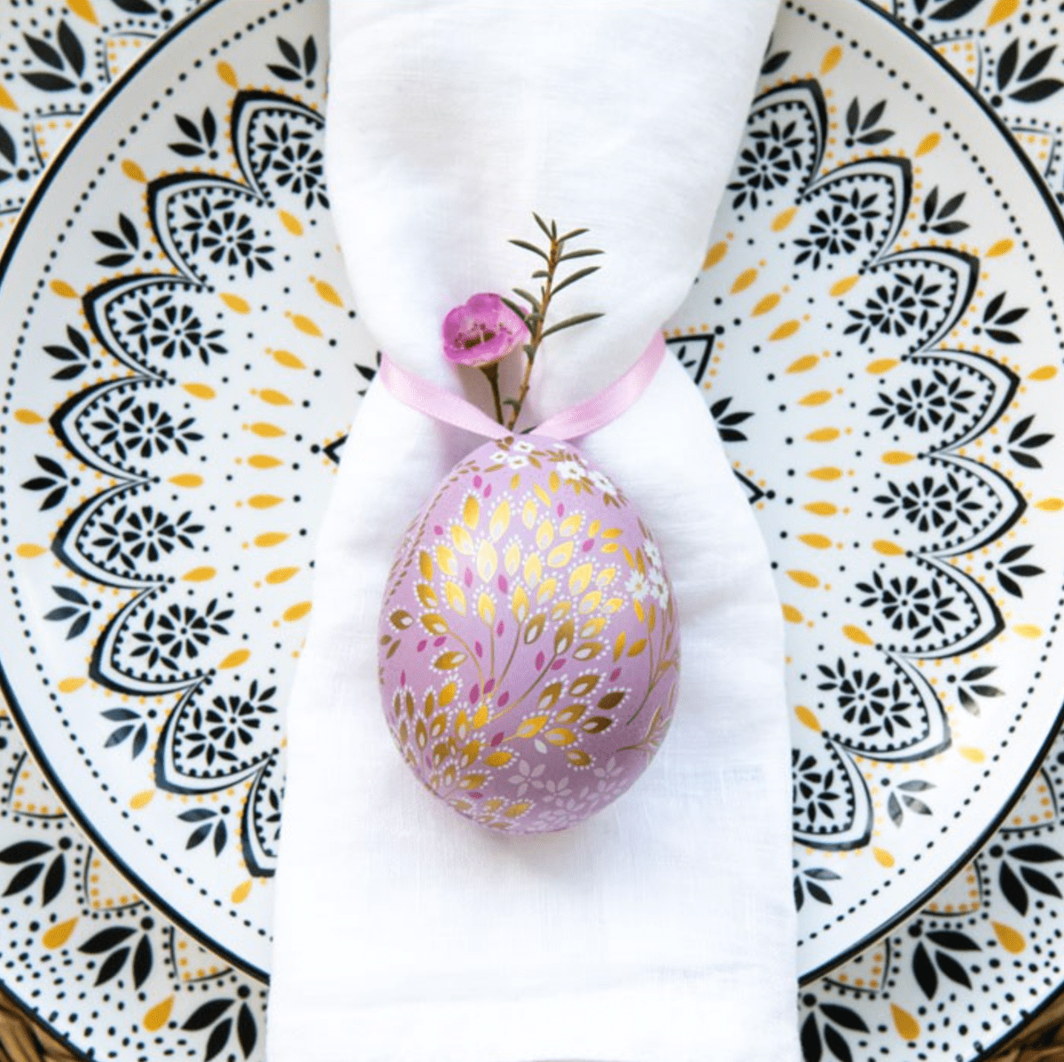 Sara Miller Easter Decorations Set of 4 Floral Tin Easter Egg Decorations