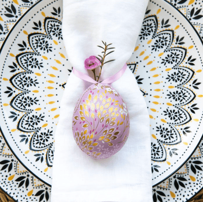 Sara Miller Easter Decorations Set of 4 Floral Tin Easter Egg Decorations