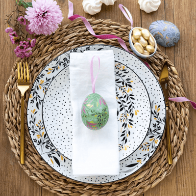 Sara Miller Easter Decorations Set of 4 Floral Tin Easter Egg Decorations