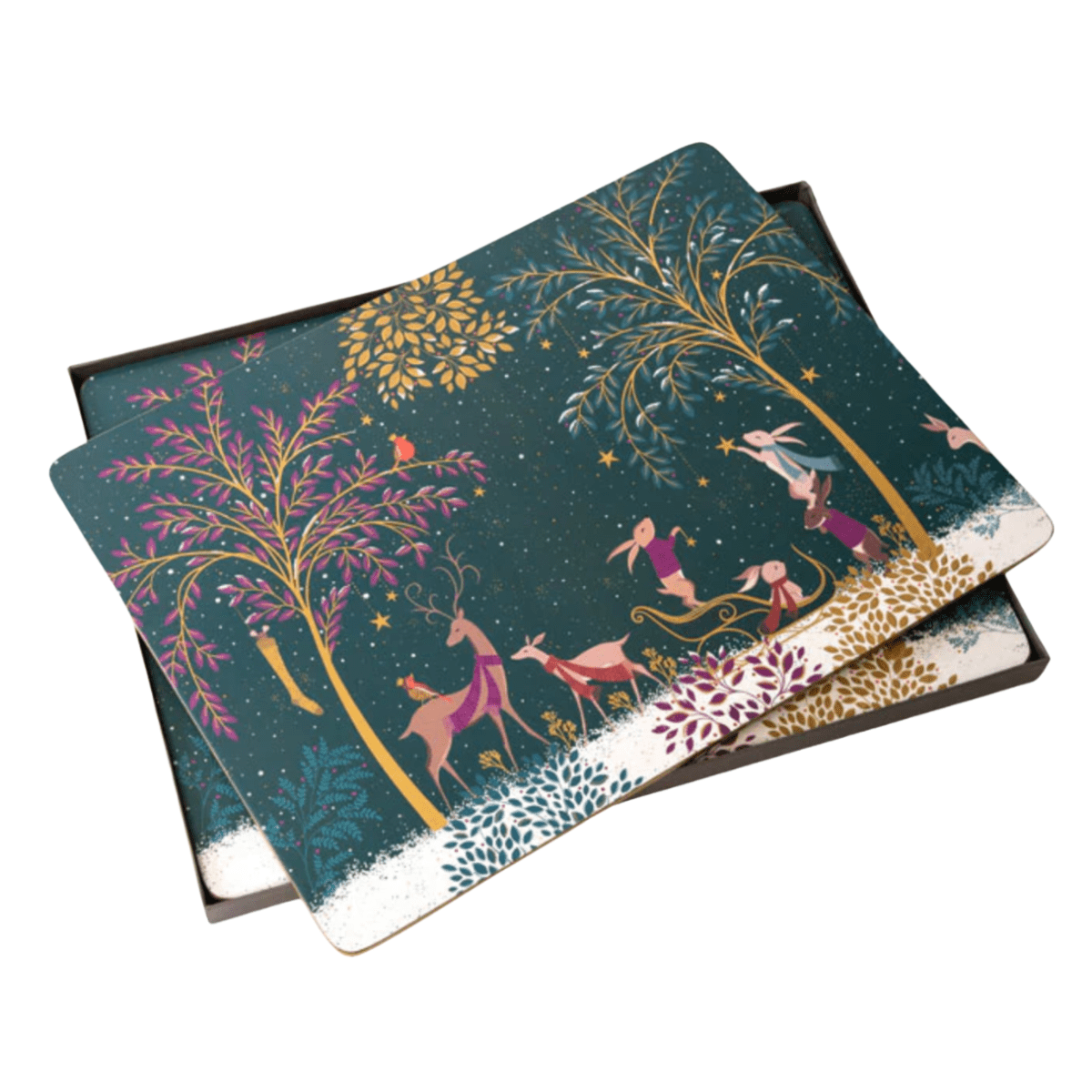 Sara Miller Dining Table Accessories Set of 4 Woodland Tales Christmas Placemats