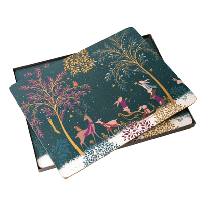 Sara Miller Dining Table Accessories Set of 4 Woodland Tales Christmas Placemats