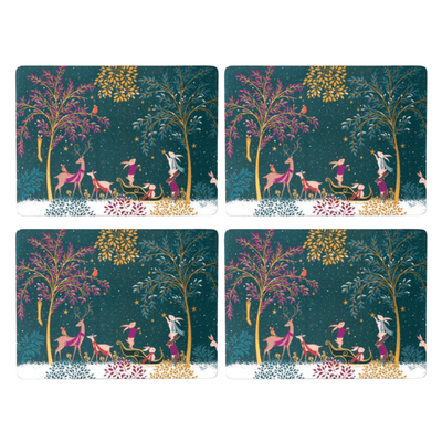 Sara Miller Dining Table Accessories Set of 4 Woodland Tales Christmas Placemats