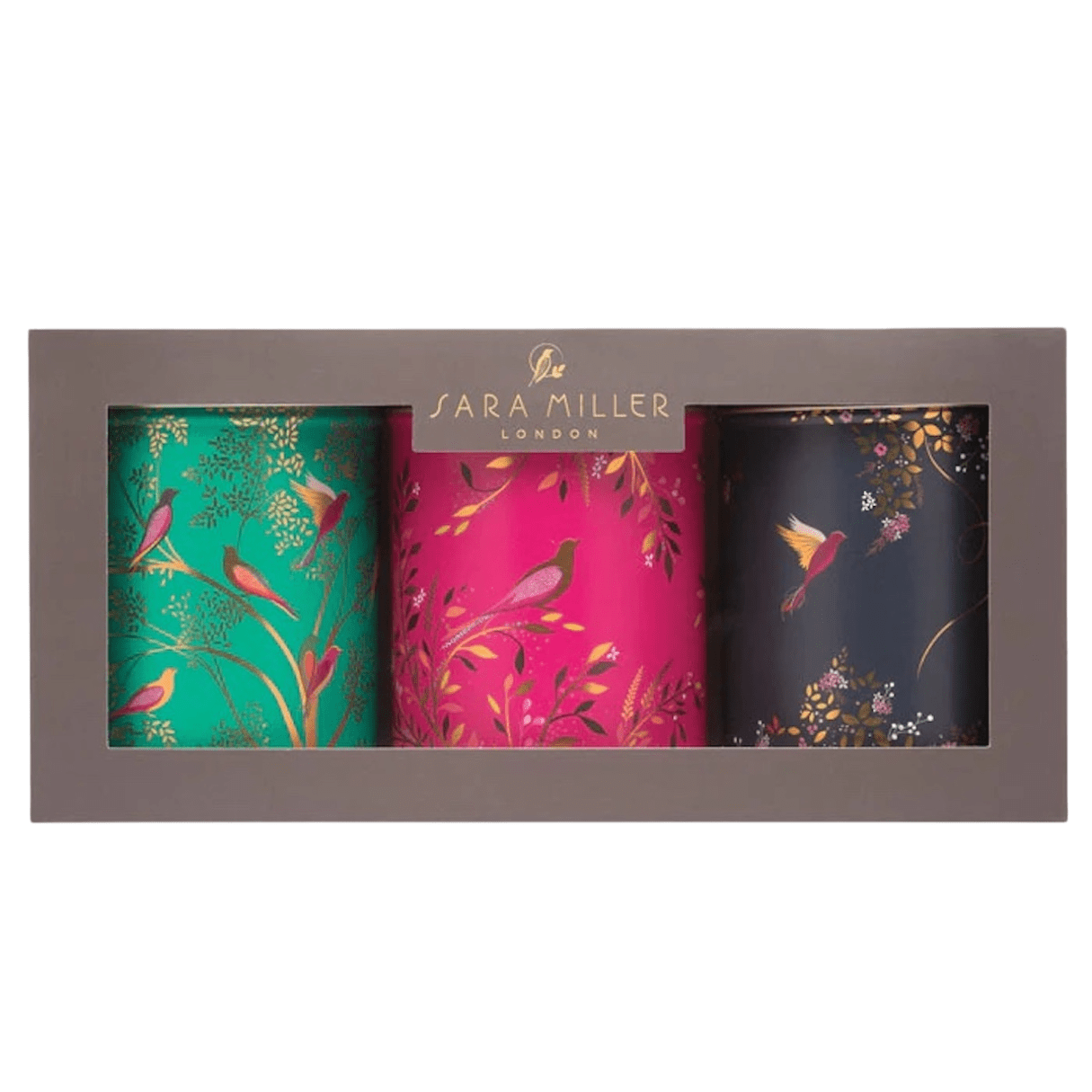 Sara Miller Storage Tins Set of Three Chelsea Bird Storage Caddies