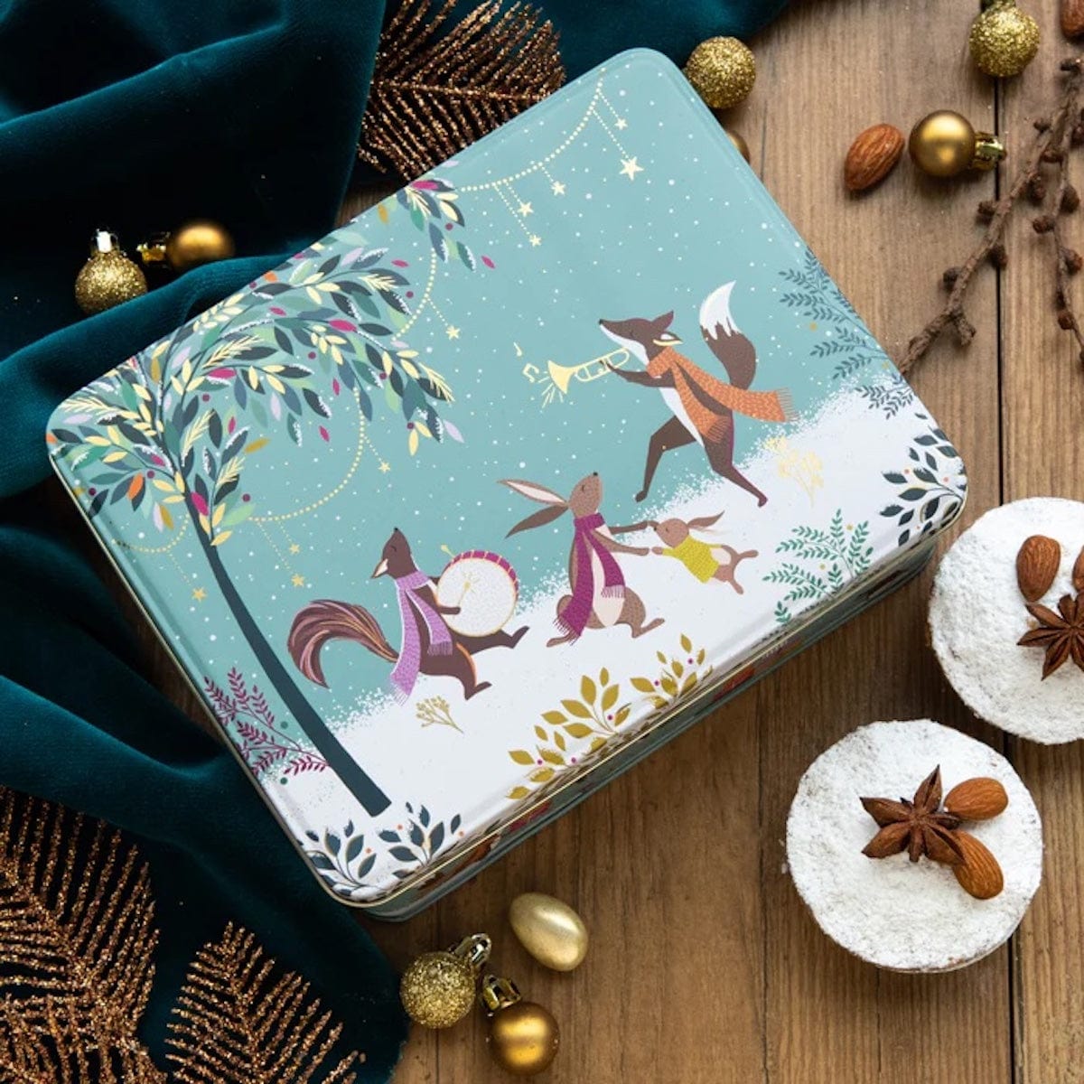 Sara Miller Kitchen Accessories Woodland Tales Christmas Design Rectangular Tin