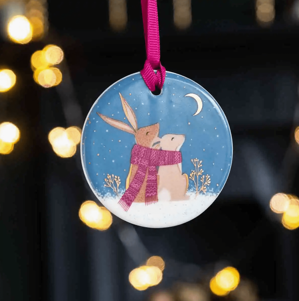 Sara Miller Christmas Decorations Woodland Tales Set of 3 Porcelain Christmas Tree Decorations