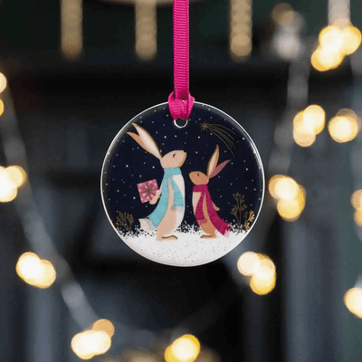 Sara Miller Christmas Decorations Woodland Tales Set of 3 Porcelain Christmas Tree Decorations