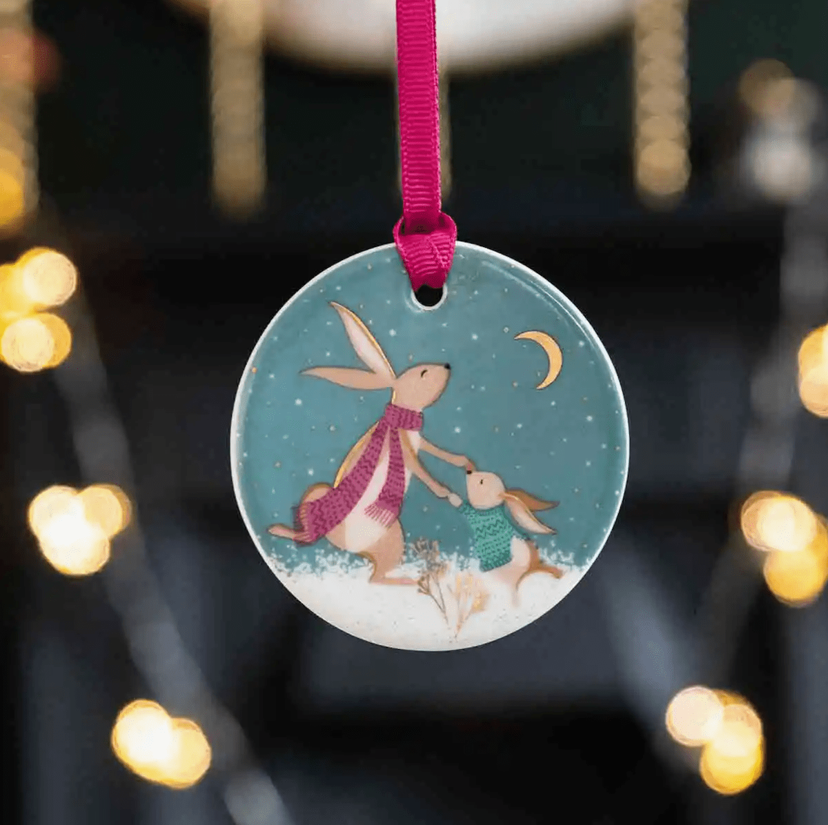 Sara Miller Christmas Decorations Woodland Tales Set of 3 Porcelain Christmas Tree Decorations