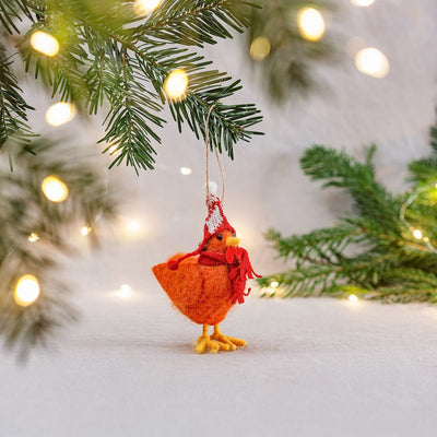 Felt Chicken in Wooly Hat Christmas Tree Decoration
