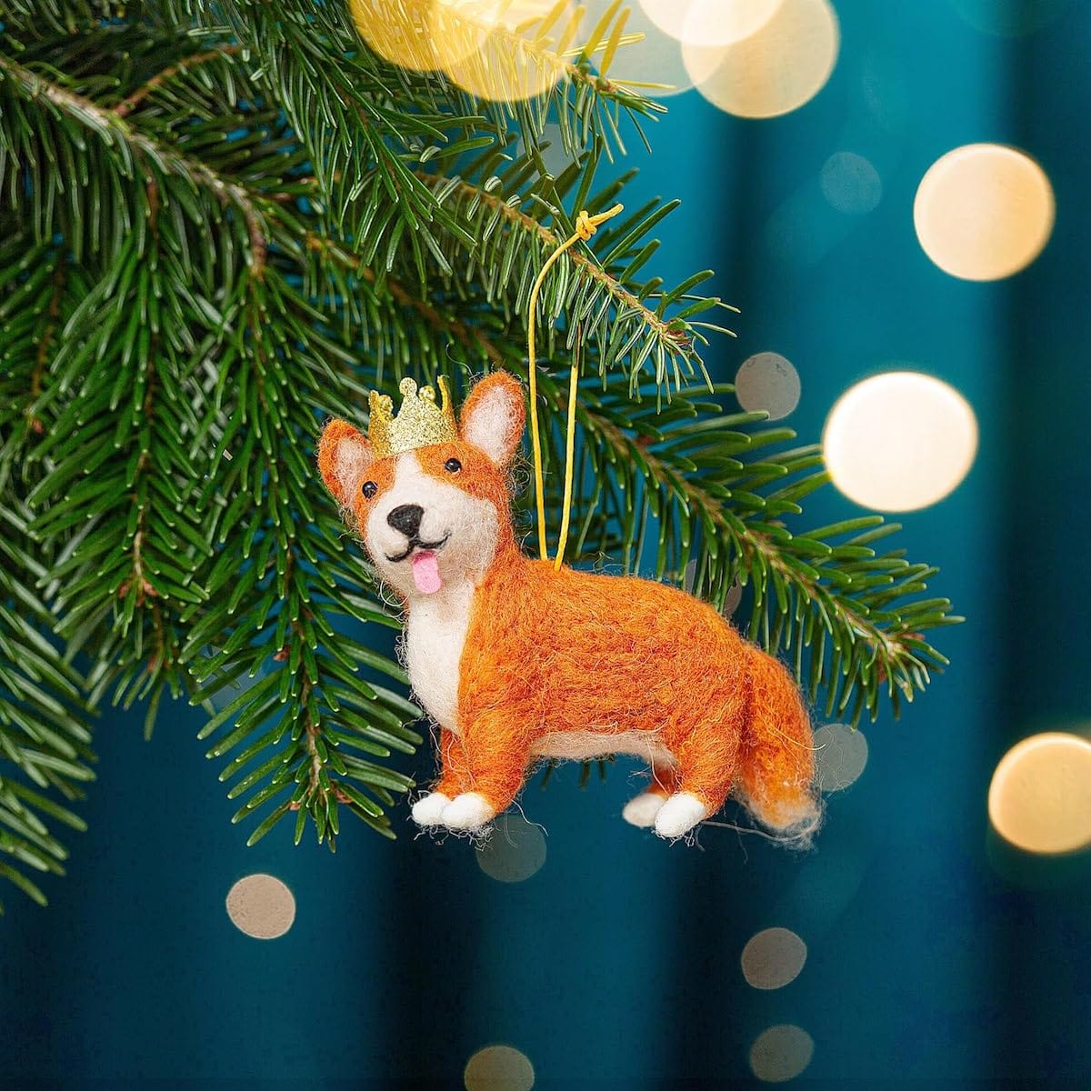 Sass & Belle Christmas Christmas Decorations Felt Corgi with Crown Christmas Tree Decoration