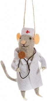 Sass & Belle Christmas Christmas Decorations Felt Doctor Mouse Christmas Tree Decoration