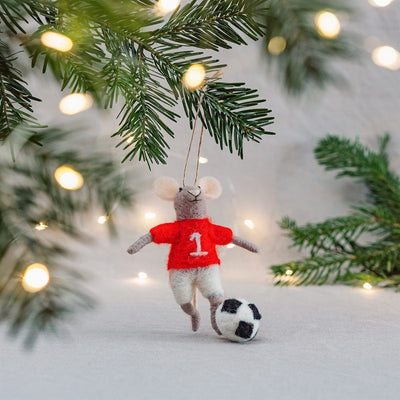 Sass & Belle Christmas Christmas Decorations Felt Football Mouse Christmas Tree Decoration