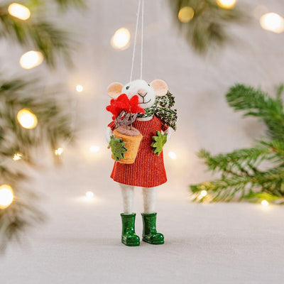 Felt Gardening Mouse Christmas Tree Decoration