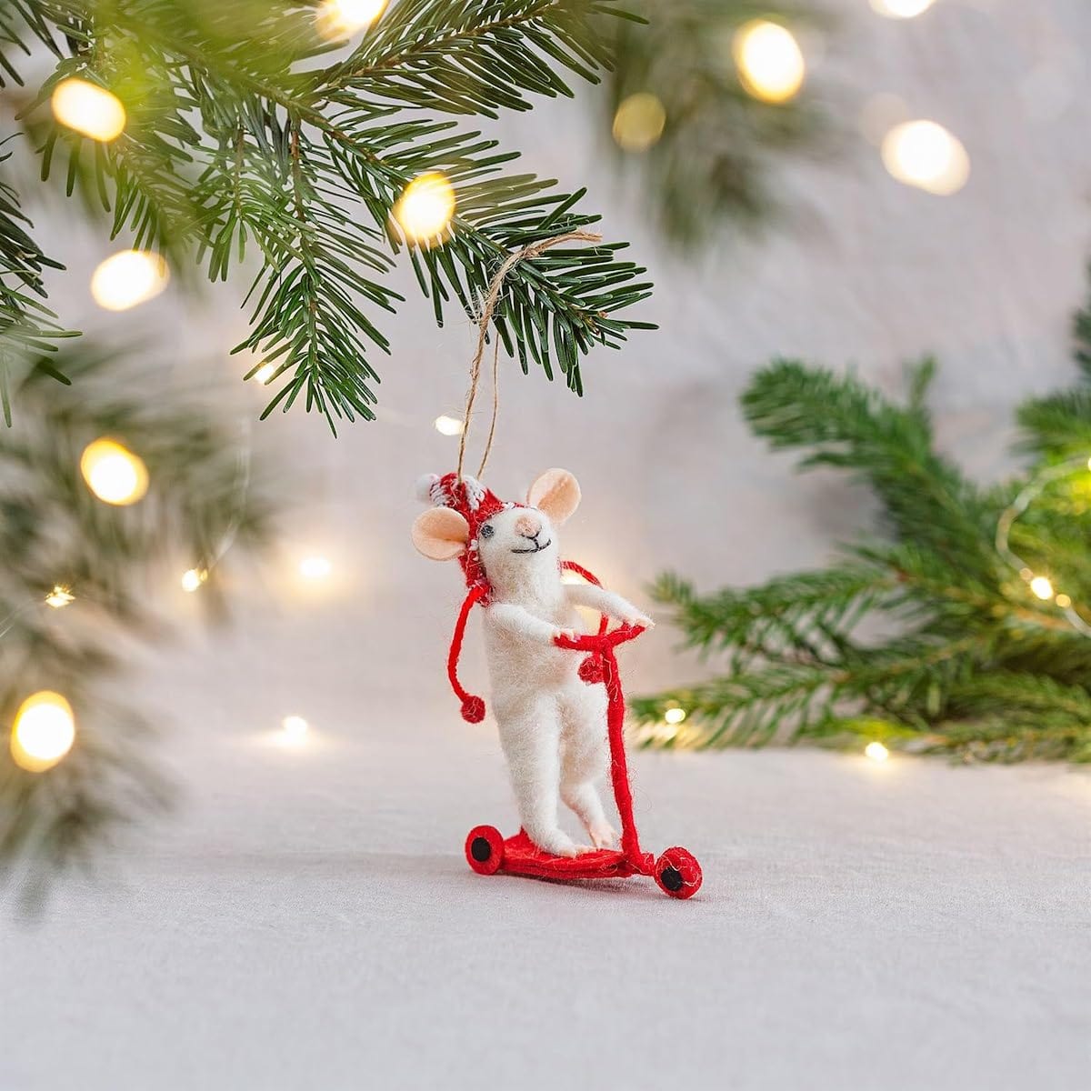 Sass & Belle Christmas Christmas Decorations Felt Mouse on Scooter Christmas Tree Decoration