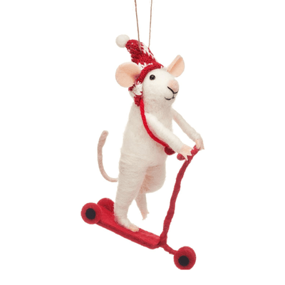 Sass & Belle Christmas Christmas Decorations Felt Mouse on Scooter Christmas Tree Decoration