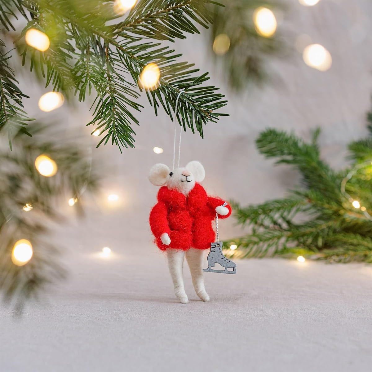 Felt Mouse on Skates Christmas Tree Decoration