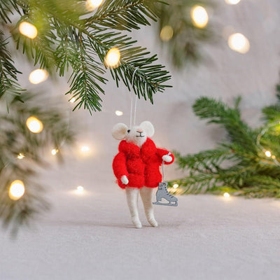 Felt Mouse on Skates Christmas Tree Decoration