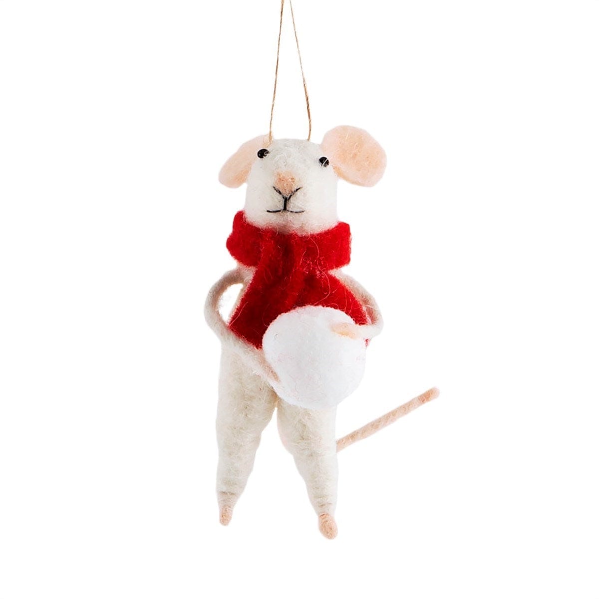 Sass & Belle Christmas Christmas Decorations Felt Mouse with Snowball Christmas Tree Decoration