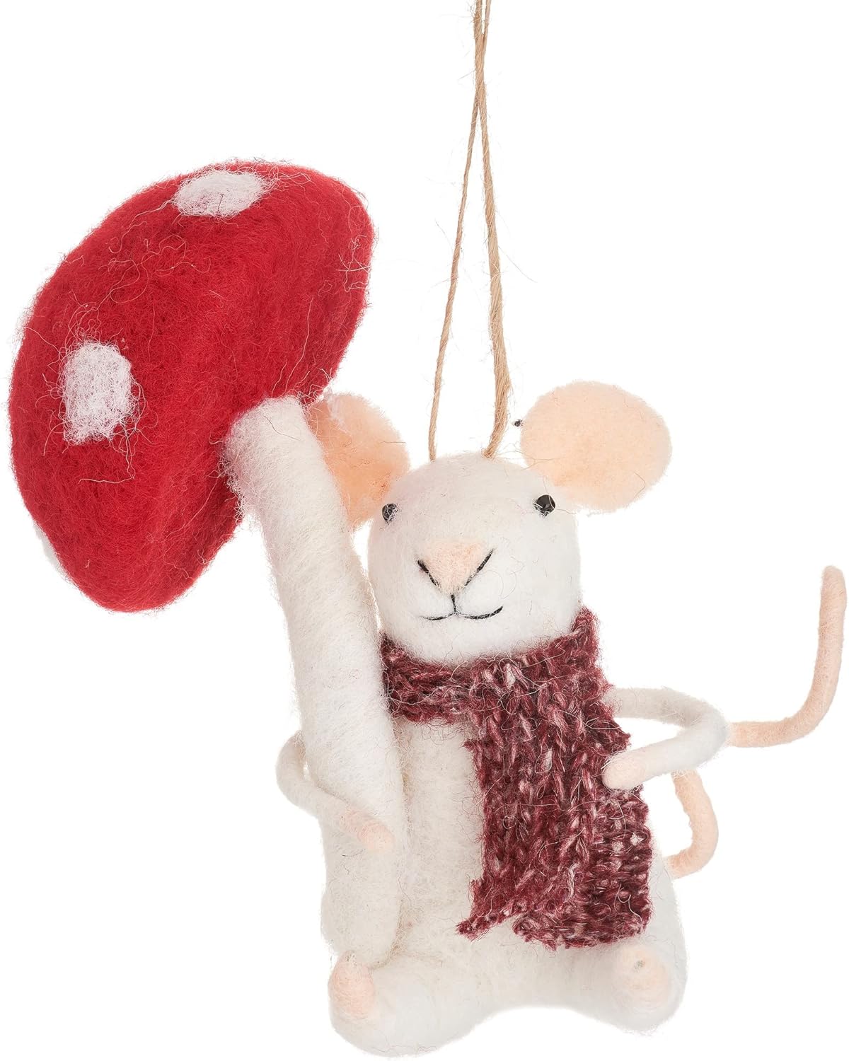 Sass & Belle Christmas Christmas Decorations Felt Mouse with Toadstool Christmas Tree Decoration