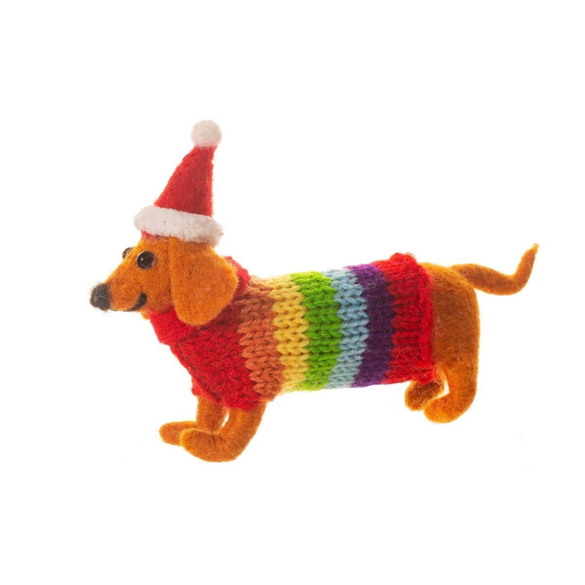 Sass & Belle Christmas Christmas Decorations Felt Sausage Dog with Rainbow Jumper Christmas Tree Decoration