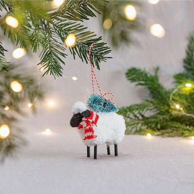 Sass & Belle Christmas Christmas Decorations Felt Sheep with Tree Christmas Decoration