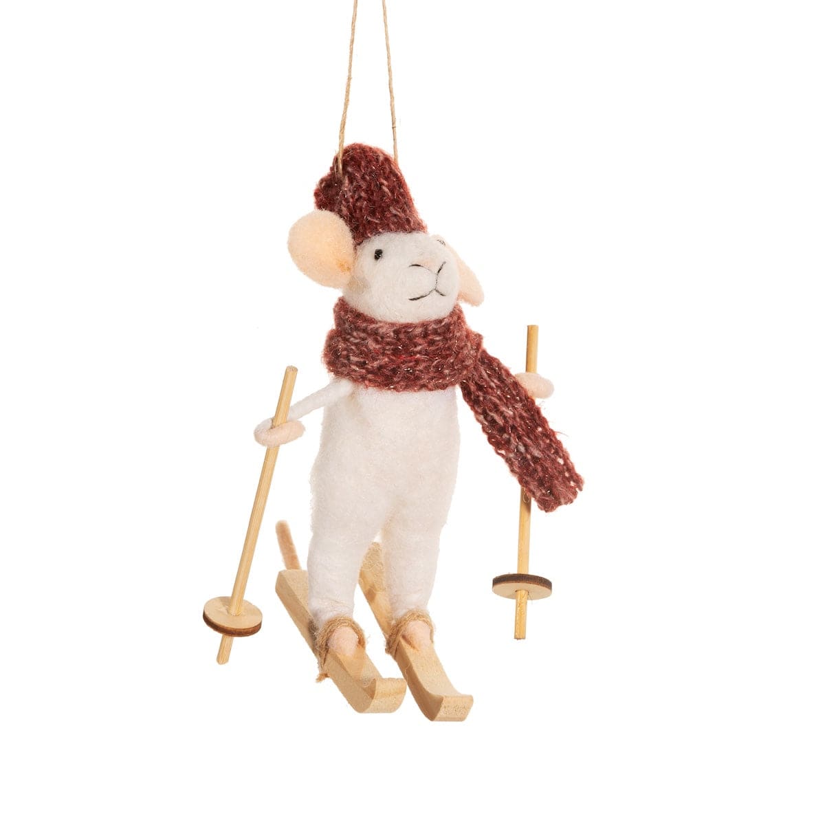 Sass & Belle Christmas Christmas Decorations Felt Skiing Mouse Christmas Tree Decoration