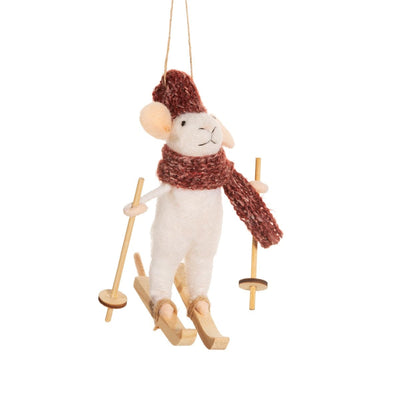 Sass & Belle Christmas Christmas Decorations Felt Skiing Mouse Christmas Tree Decoration