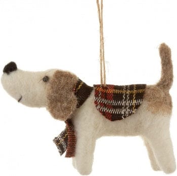 Sass & Belle Christmas Christmas Decorations Felt Tartan Dog Christmas Tree Decoration