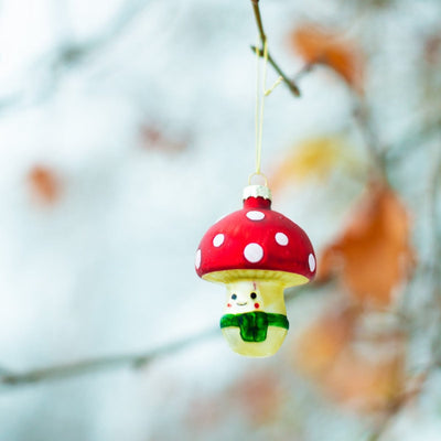 Sass & Belle Christmas Christmas Decorations Glass Happy Mushroom Christmas Tree Decoration