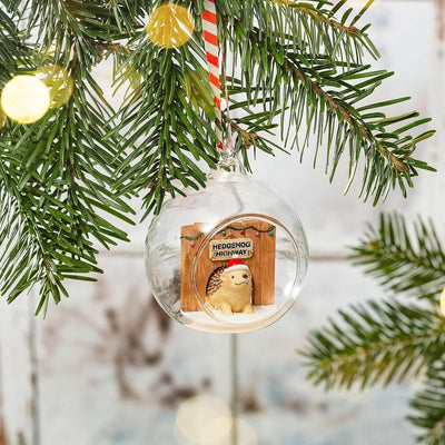 Sass & Belle Christmas Christmas Decorations Hedgehog Highway Glass Dome Christmas Tree Bauble
