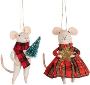 Sass & Belle Christmas Christmas Decorations Mr & Mrs Fest Felt Mice Christmas Tree Decorations