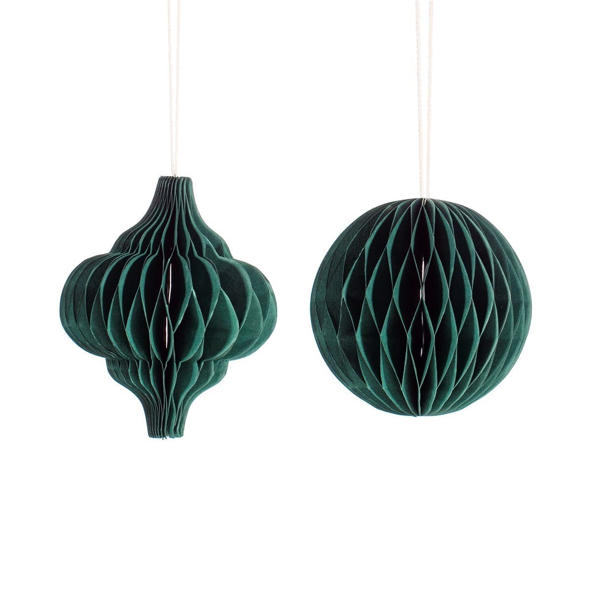 Sass & Belle Christmas Christmas Decorations Set of 2 Forest Green Honeycomb Christmas Tree Decorations