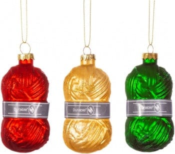 Set of 3 Knitting Wool Christmas Tree Decorations