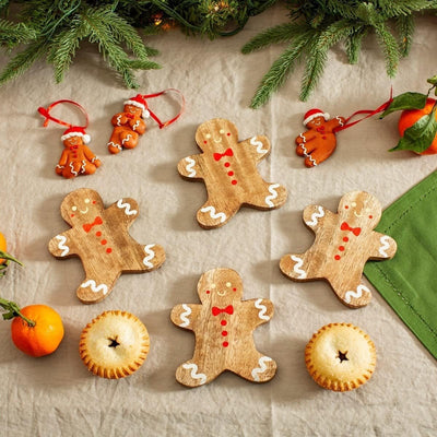 Sass & Belle Christmas Coasters & Placemats Set of 4 Gingerbread Christmas Coasters