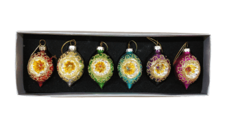 Sass & Belle Christmas Christmas Decorations Set of 6 Retro Hanging Oval Christmas Tree Decorations