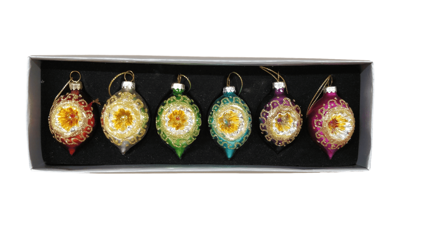 Sass & Belle Christmas Christmas Decorations Set of 6 Retro Hanging Oval Christmas Tree Decorations