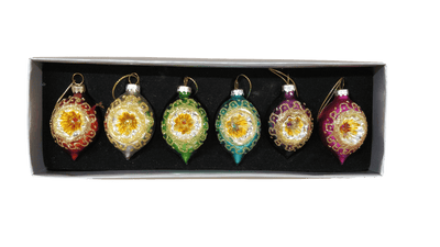 Sass & Belle Christmas Christmas Decorations Set of 6 Retro Hanging Oval Christmas Tree Decorations