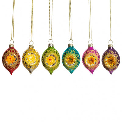 Sass & Belle Christmas Christmas Decorations Set of 6 Retro Hanging Oval Christmas Tree Decorations