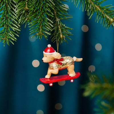 Skateboarding Cockapoo Christmas Tree Decoration