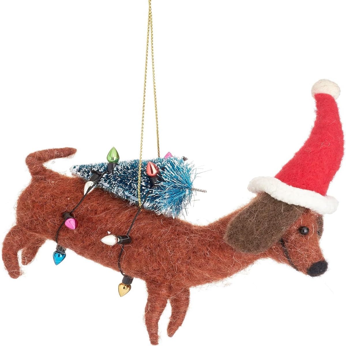 Sass & Belle Christmas Decorations Felt Sausage Dog with Tree Christmas Decoration