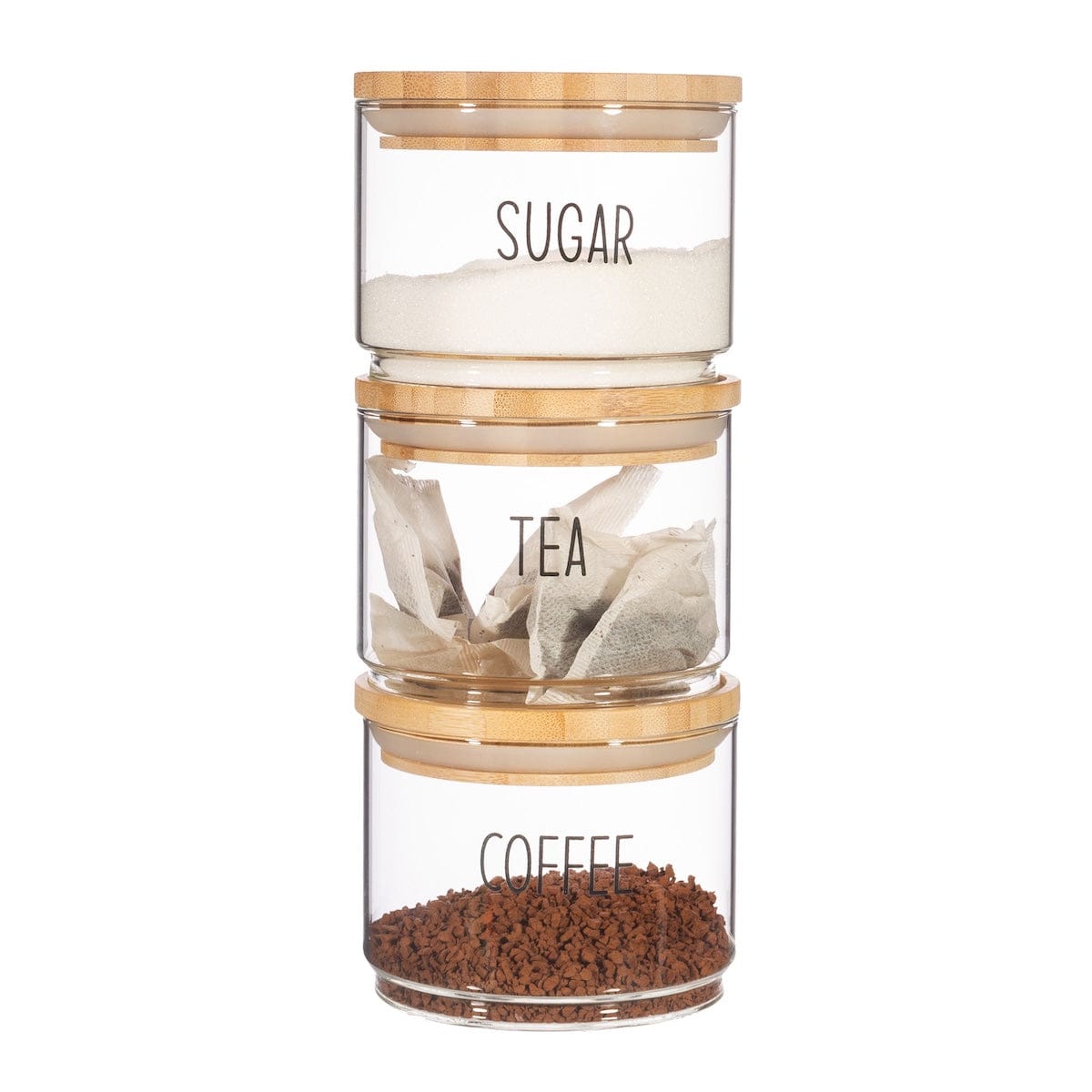 Sass & Belle Storage Jars Set of 3 Tea, Coffee, Sugar Stacking Jars