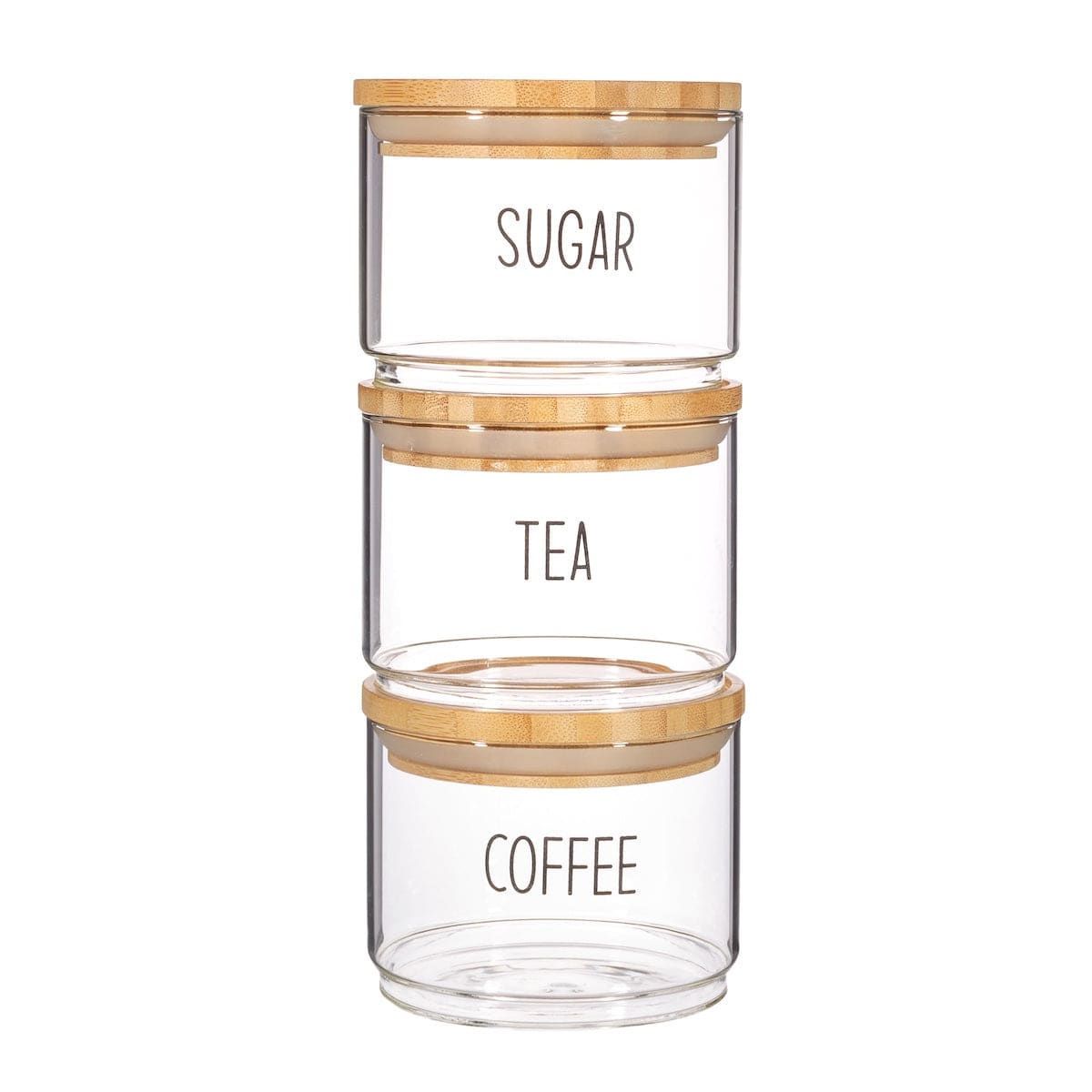Sass & Belle Storage Jars Set of 3 Tea, Coffee, Sugar Stacking Jars