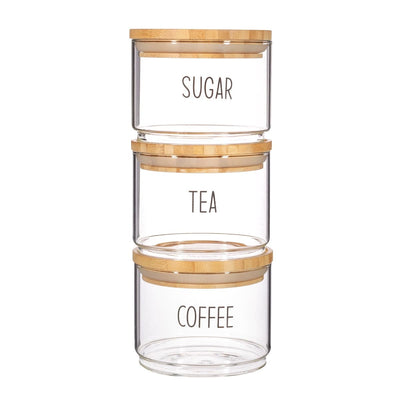 Sass & Belle Storage Jars Set of 3 Tea, Coffee, Sugar Stacking Jars