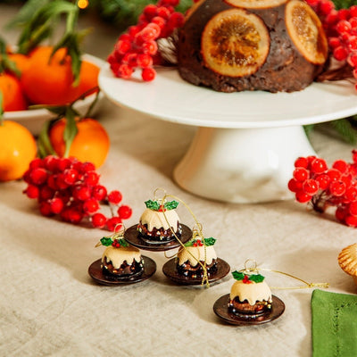 Sass & Belle Christmas Decorations Set of 4 Christmas Pudding Decorations