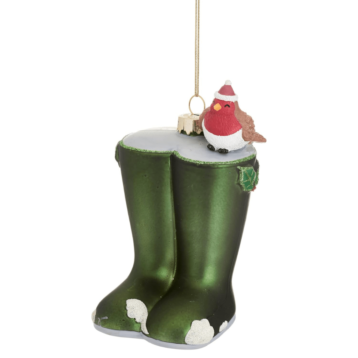 Wellies with Robin Christmas Tree Decoration