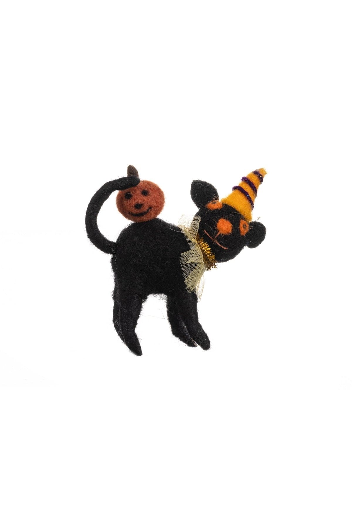 Shoeless Joe Halloween Decoration Felt Cat with Pumpkin Halloween Decoration