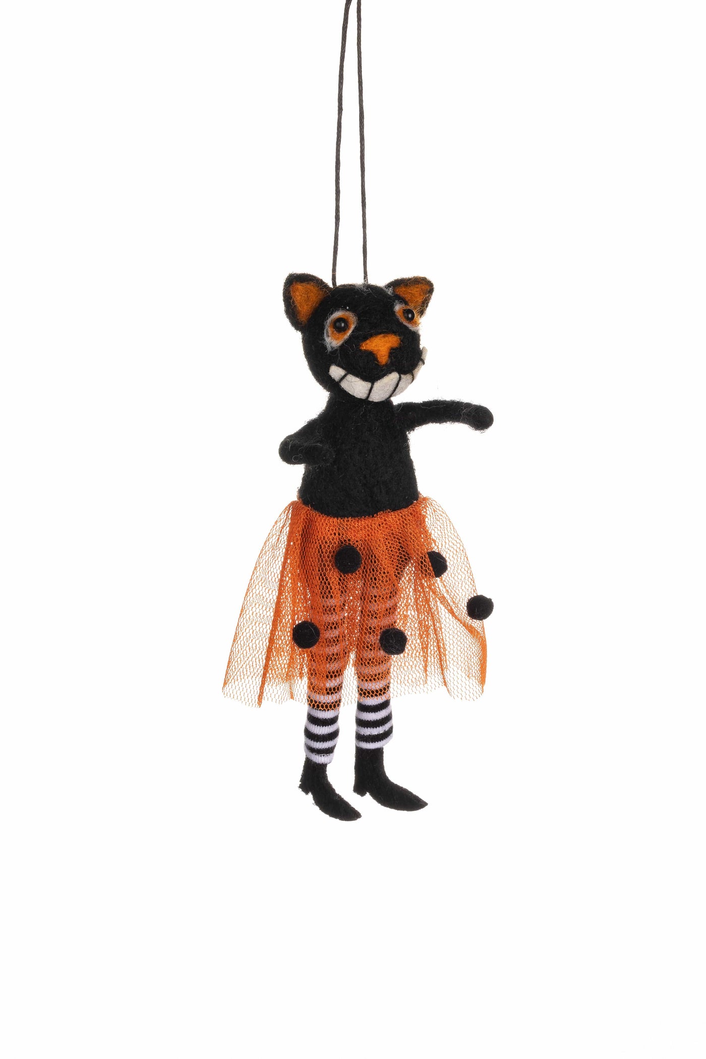 Shoeless Joe Halloween Decoration Felt Smiling Cat in Tutu Halloween Decoration