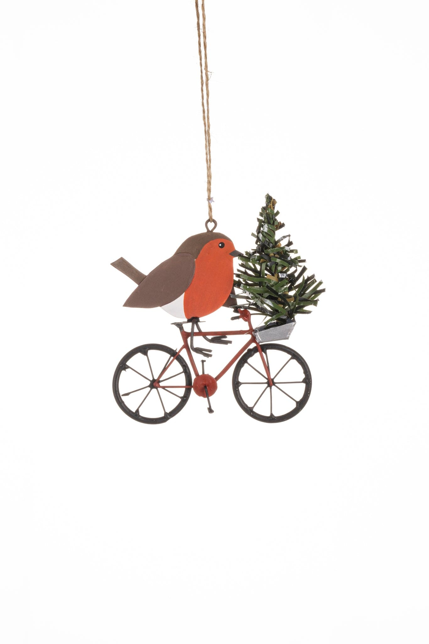 Shoeless Joe Christmas Decorations Metal Robin on Bike Christmas Tree Decoration