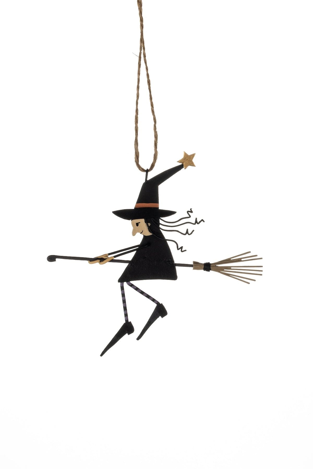 Metal Witch on Broomstick Halloween Decoration