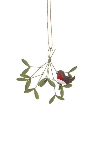 Mistletoe Branch with Robin Christmas Tree Decoration